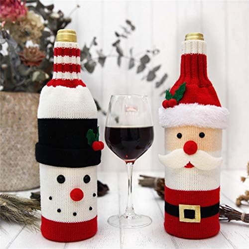 Cute Christmas Sweater Wine Bottle Cover, Handmade Wine Bottle Sweater for Christmas Decorations Cute Christmas Sweater Party Decorations 2pcs