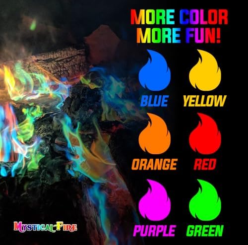 Mystical Fire Color Changing Packets – Colorful Fire Changer Packets 12pk | 12-pack color changing fire packets creates colorful flames in fire