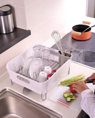 simplehuman Compact Dish Rack, White Plastic
