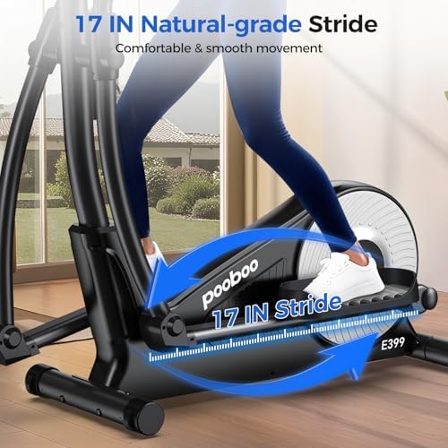 pooboo Elliptical Machine, Elliptical Exercise Machine with 16-Level Resistance&Quiet Magnetic Driving System, Elliptical Machine for Home with LCD Monitor&15.5-17IN Stride, 350LBS Weight Capacity