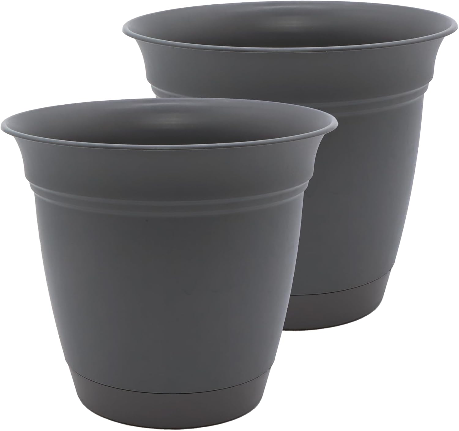 The HC Companies Eclipse Round Planter with Saucer - Outdoor & Indoor Plant Pot with Drainage Holes - Lightweight