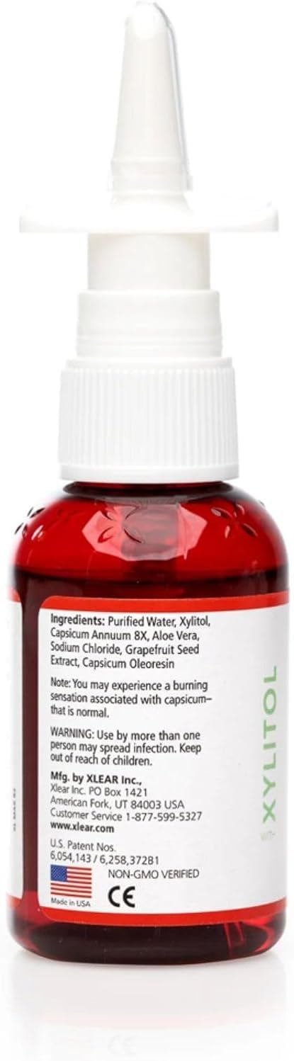 Xlear Max Natural Nasal Spray with Xylitol, 1.5 fl oz (Pack of 4) | Strong Formula with Capsicum and Aloe Vera for Servere Sinus Pressure Relief, Nasal Decongestant, Headache, Dry Nose