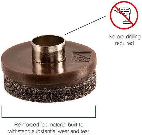 SoftTouch 1" Round Nail-On Felt Furniture Sliders, Protective Heavy-Duty Felt Pads for Wood Furniture and Hard Surfaces, 48-Count, Brown