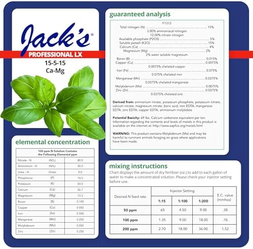 Jack's Professional CA-MG LX Comprehensive Water-Soluble Fertilizer, 25lb | 15-5-15 Plant Food, Full Micronutrient Package