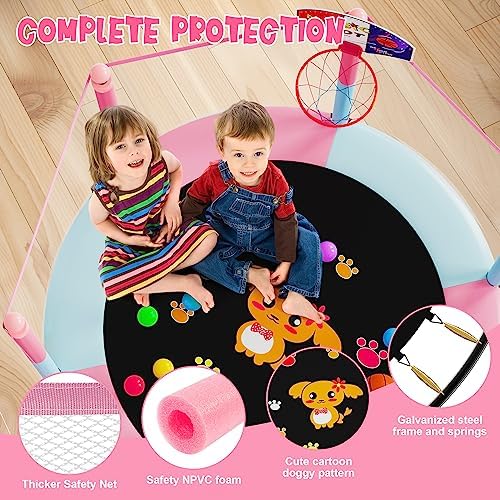 VGMiu 60" Trampoline for Kids, Toddler Trampoline Indoor with Net, Age 3-8