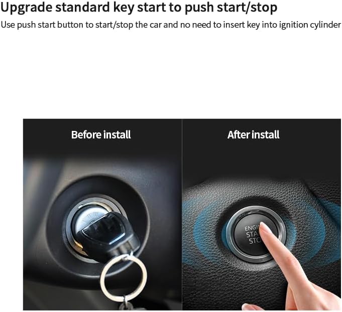 EC002-FO2-NS smart Key Passive keyless Entry Kits with Push Start Button Remote Start PKE Lock and Unlock DC12V