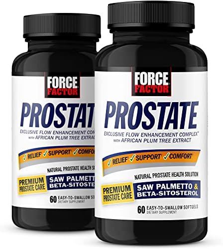 Force Factor Prostate, Saw Palmetto and Beta Sitosterol Supplement for Men, Prostate Health Support, Size Support, Urinary Relief, Bladder Control