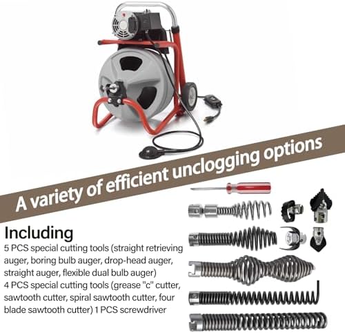 10 Pcs Drain Snake Drill Attachment Cutter and Auger Kit Compatible with RIDGID K-400 C-4 C-6 C-7 C-8 and C-9 Drain Cleaning Machine