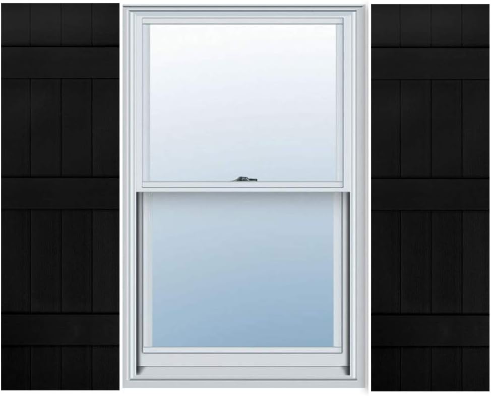 Exterior Solutions Standard Board & Batten Exterior Vinyl Shutter, Black (Pair), 14 Inch x 71 Inch