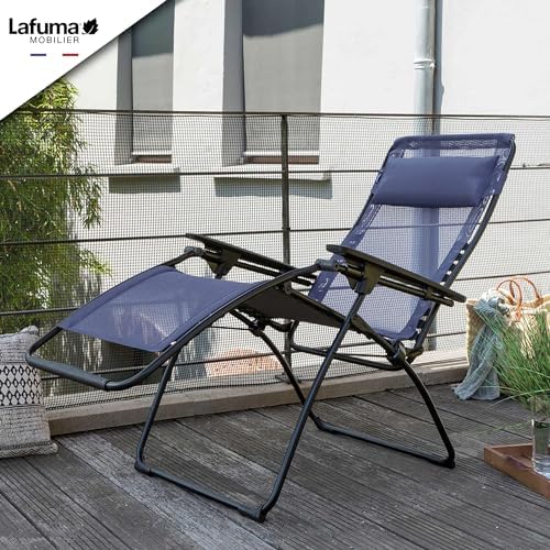 Lafuma Futura Series Patio and Poolside Zero Gravity Outdoor Lounge Recliner Chair with Adjustable and Removable Headrest, Moss Green