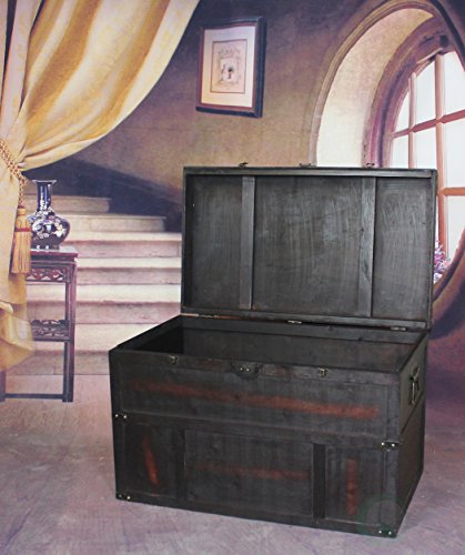 Vintiquewise QI003041LNEW Antique Style Wooden Steamer Trunk