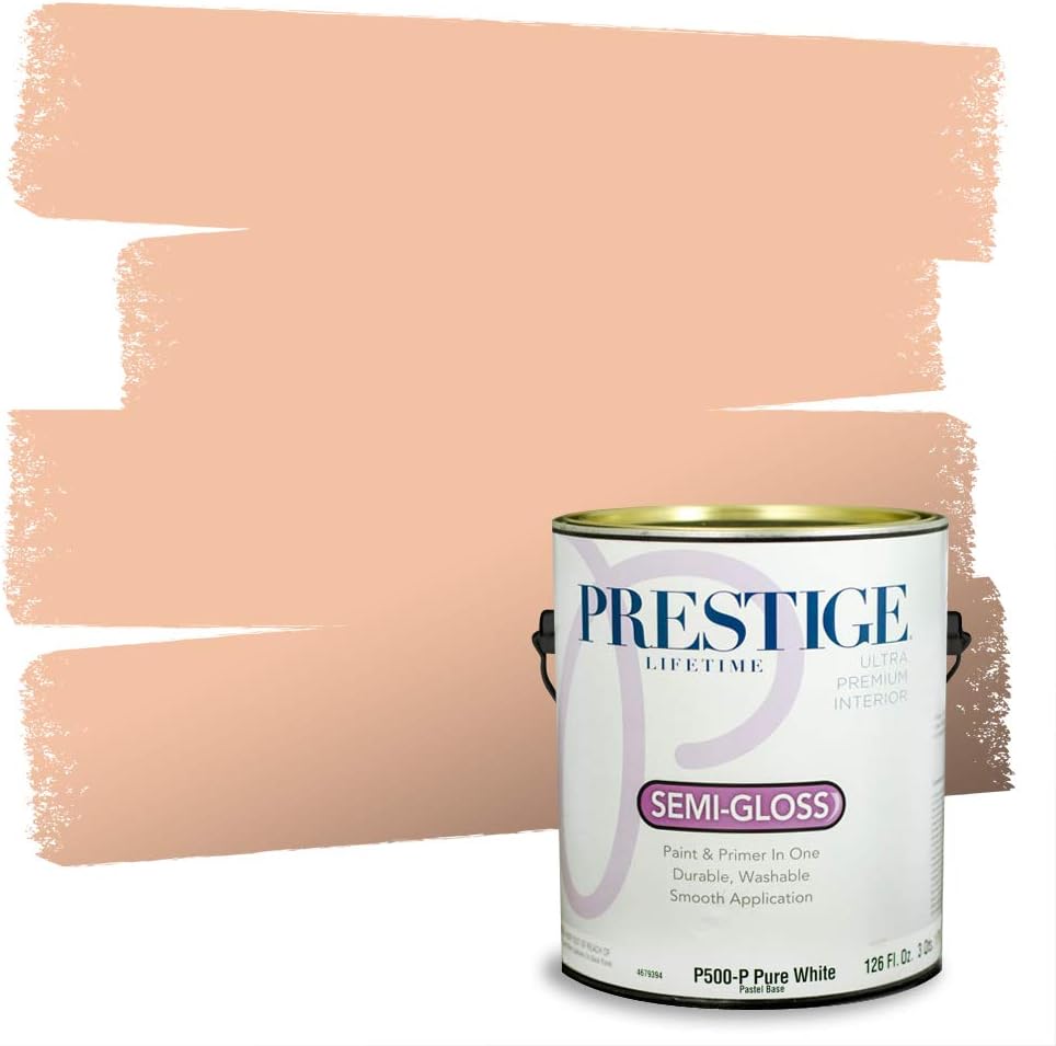 PRESTIGE Paints Exterior Paint and Primer In One, 1-Gallon, Semi-Gloss, Comparable Match of Sherwin Williams* Captivating Cream*