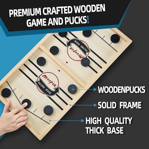 moopok Fast Sling Puck Game - Fast Action Super Foosball Table Desktop Battle Slingshot Wooden Air Hockey Board Game -Guaranteed Fun for Family Game