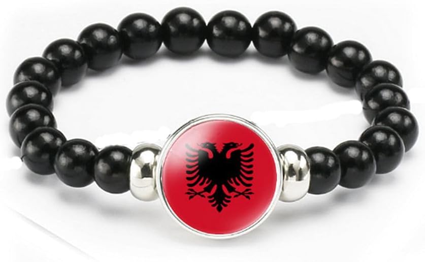 vmcoatdu National Flag Bracelet Elastic Rope Beaded Bracelet Support Your Country Travel Souvenir Gifts for Men Women