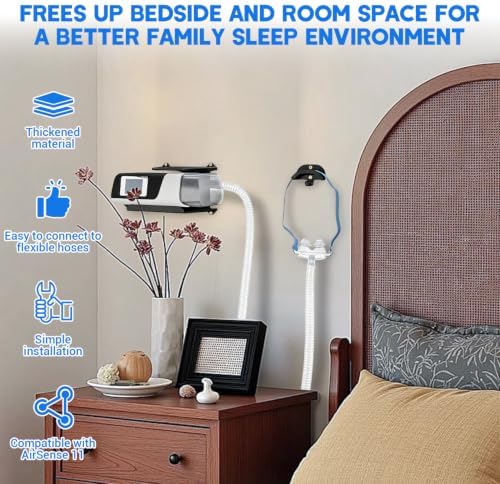 CPAP Wall Mount Shelf for AirSense 11 with CPAP Hose Hanger & Mask Hook | CPAP Shelf for Bedside Save Space