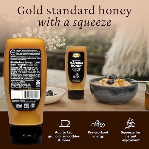 Comvita Manuka Honey UMF 10+ (MGO 263+), Monofloral - 500g (17.6 Oz) | Raw Manuka Honey New Zealand, Pure & Unpasteurized, Superfood for Immune Health, Wild, Use in Tea, Non-GMO