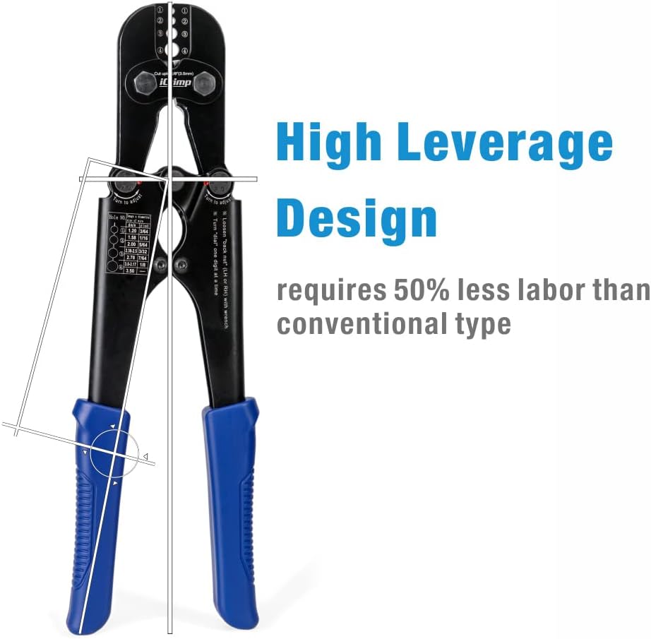 iCrimp Wire Rope Crimping Tool for Aluminum Loop Sleeve, Two Barrel Ferrule, Oval Sleeves, 3/64 in to 1/8 in, Swaging Tool Kit with Wire Rope Cutter