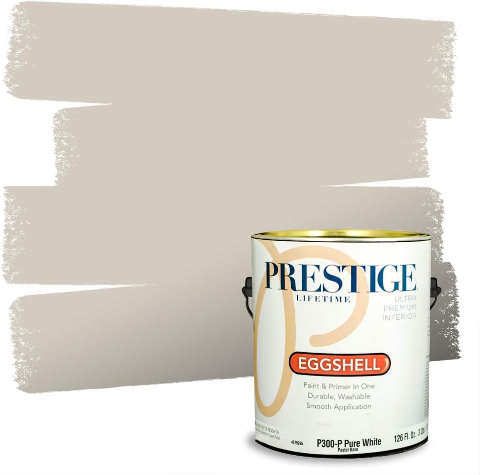 PRESTIGE Paints Exterior Paint and Primer In One, 1-Gallon, Flat, Comparable Match of Sherwin Williams* Grizzle Gray*