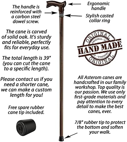 Asterom Extra-Tall Walking Cane for Men - Ergonomic Walking Stick, 39 Inch