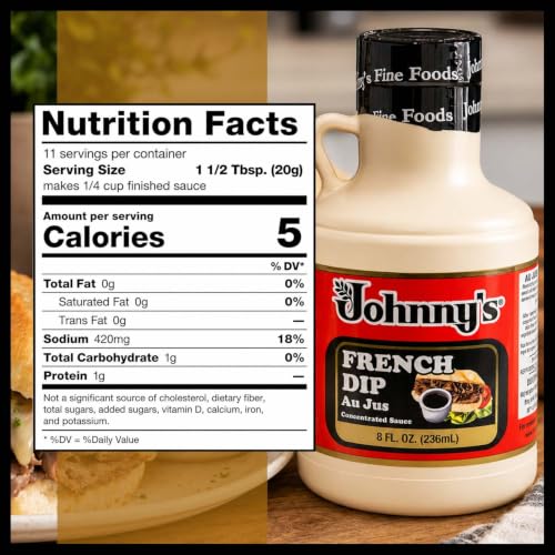Johnny's - French Dip Au Jus Concentrated Sauce - 8 fl oz | Concentrated Au Jus Sauce, Great For French Dip Sandwiches, Roast Beef, Gravy