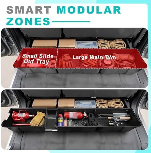 Car Underseat Storage Box Fitment for (2015–2026) F150 SuperCrew/Crew Cab & (2017–2026) F250 F350 F450 F550 Super Duty 4-Door Full-Size Pickups