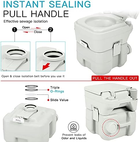 5.3 Gallon Porta Potty Travel Portable Camping Toilet for RV, Boating, Road Trips, Caravan, Campsite, Hospital(20L Gray)