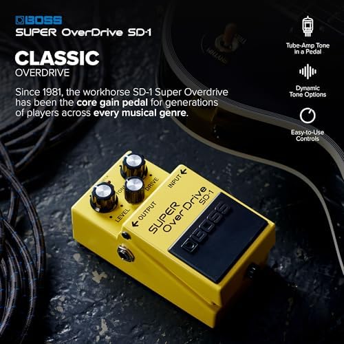 BOSS SD-1 SUPER Overdrive | Compact Overdrive Pedal | Genre-Defining Sound & Feel | Unique Clipping Circuitry Produces Tube-Like Characteristics | Dynamic Tone Options | Easy-To-Use Controls | Compact Overdrive Pedal. Genre-Defining Sound and Feel, Uniqu…