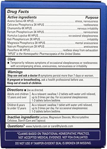 Hyland's Calms Forte' Sleep Aid Tablets, Natural Relief of Nervous Tension and Occasional Sleeplessness, 100 Count (Pack of 2)