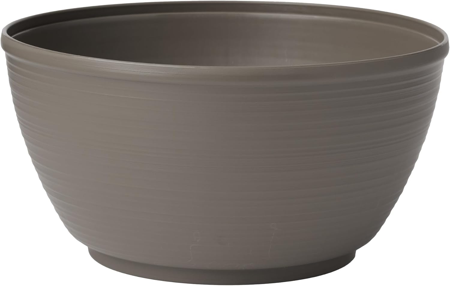 Bloem Willow 12" Plastic Plant Bowl, Deep Round Garden Pot, Peppercorn | Sealed plant bowl with knockout drainage, perfect for displaying herbs and succulents on indoor and outdoor surfaces.