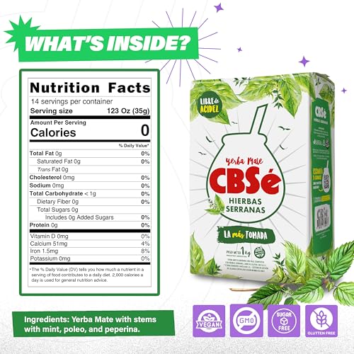 CBSe Hierbas Serranas Yerba Mate Herbal Tea – Loose Leaf, Mountain Herb Blend with Pennyroyal, Peppermint & Mint