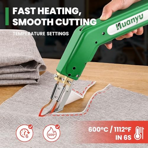 Electric Hot Knife Rope Fabric Cutting Tool Kit 4 Blades 600° C | Pro Fabric Cutting Heat Cutter 100W Heat Sealer for Sponge Cloth Board Webbing