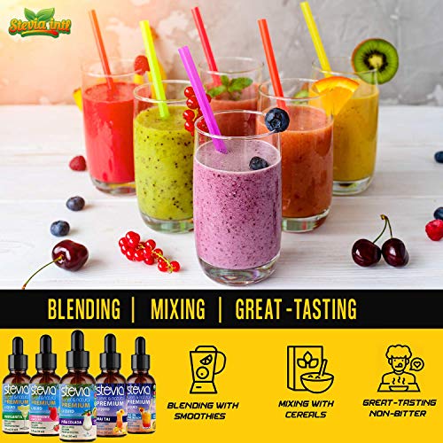 Stevia Intl (Pack of 5) Cocktails Lovers Bundle. Stevia Liquid Drops with 5 Flavors. All Naturally Sweet, Non-Bitter, No Sugar Added, 0 Carb
