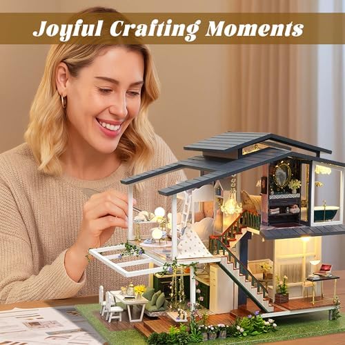 Flever Dollhouse Miniature DIY House Kit Manual Creative with Furniture for Romantic Artwork Gift (Perfect Time Apartment)