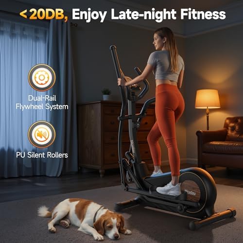 Niceday Elliptical Exercise Machine with 15.5/18/19IN Long Stride | Compact Elliptical Machine for Home Use, 16 Resistance Levels; 400LBS Stable Loading Capacity; Kinomap APP Support
