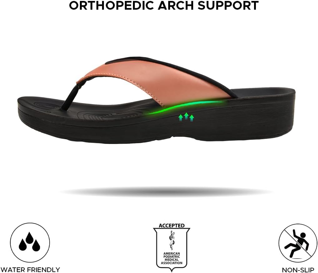 AEROTHOTIC Comfortable Arch Support Flip Flops for Women Orthotic Sandals