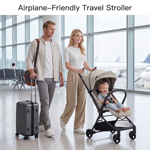 Gromast Travel Stroller for Airplane, Ultra Compact & Lightweight – Only 9.9 lbs, Portable Infant Toddler Baby Stroller, w/UPF 50+ Canopy - Black