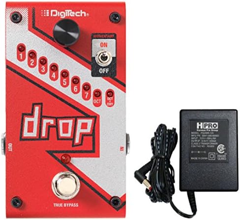 Digitech DROP Compact Polyphonic Drop Tune Pitch Shift Pedal with Momentary Latch Switching and True Bypass with Electronic Power Supply and Patch