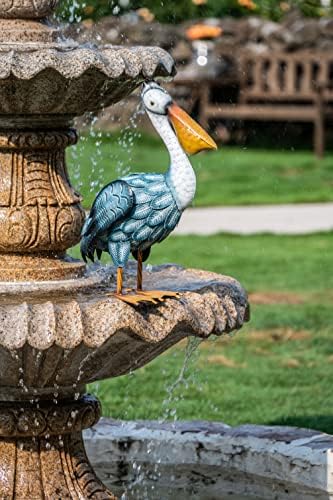 TERESA'S COLLECTIONS Pelican Statues Outdoor Decor, 16.5" Coastal Ocean Bird Garden Statues & Sculptures, Metal Yard Art Lawn Ornaments for Patio