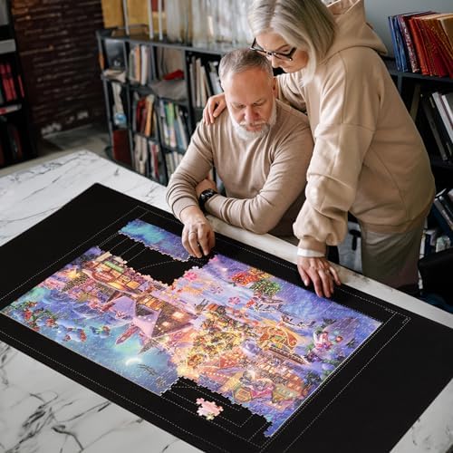 Lavievert 1500 Piece Jigsaw Puzzle Mat Roll Up with Auxiliary Line Design