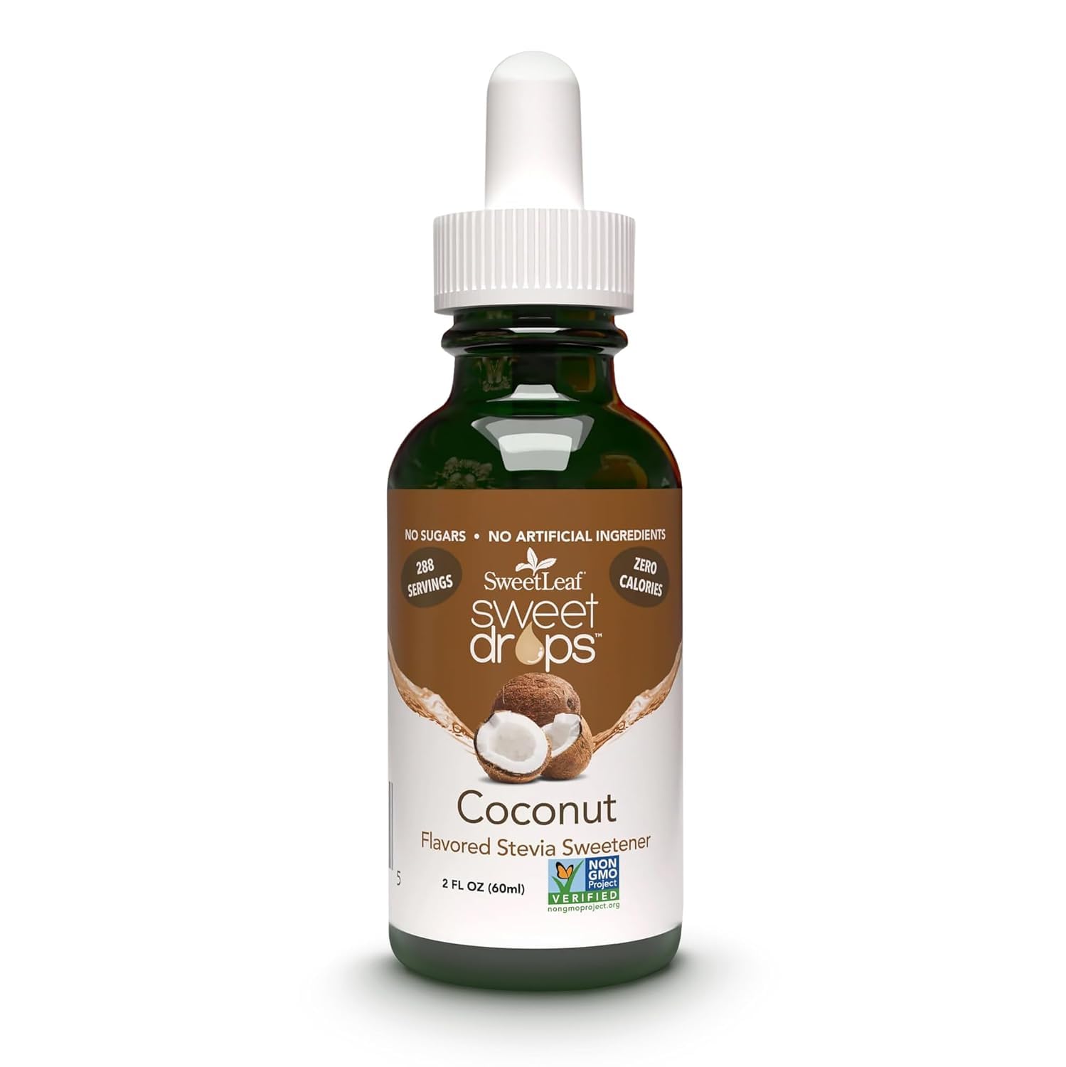 SweetLeaf Sweet Drops - Flavored Stevia Liquid Sweetener, Organic Stevia Extract, Zero Calories, Gluten Free, Keto Friendly, Non GMO, Natural Flavors, Sugar Alternative - Coconut, 2 Fl Oz (Pack of 1) | Sweet Drops, Organic Stevia Leaf Extract, Zero Calor…
