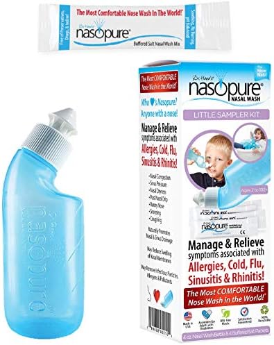 DR HANA'S NASOPURE Nasal Wash, “The Nicer Neti Pot” Little Sampler Sinus Wash Kit, Comfortable Rinse, 4 Oz