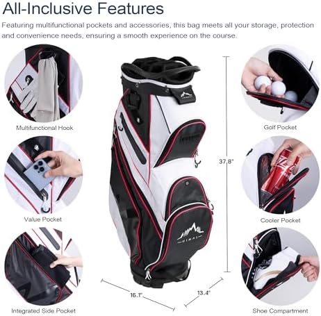 14-Way Golf Cart Bag with Organizer Divider | Full-Length Dividers, Rain Cover Included, Easy-Carry Handles, Club Organization, Cart Compatible