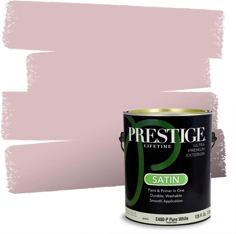 PRESTIGE E500-P-SW6303 Exterior Paint and Primer in One, 1-Gallon, Semi-Gloss, Comparable Match of Sherwin Williams Rose Colored, 1 Gallon, SW17-Rose