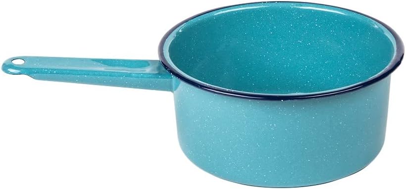 Cinsa 1 Qt Granite Ware Saucepan - Enamel on Steel, Turquoise Blue | Antibacterial Non-Porous Porcelain Finish for Indoor & Outdoor Cooking - Even Heat Distribution for Consistent Results