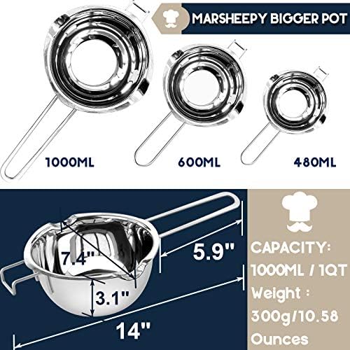 1QT Double Boiler Chocolate/Wax/Candy Melting Pot with Silicone Spatula