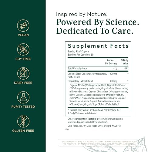 GAIA HERBS PRO Female Support Formula - Supports Healthy PMS & Menopause Fluctuations with Alfalfa Leaf, Black Cohosh Root Extract