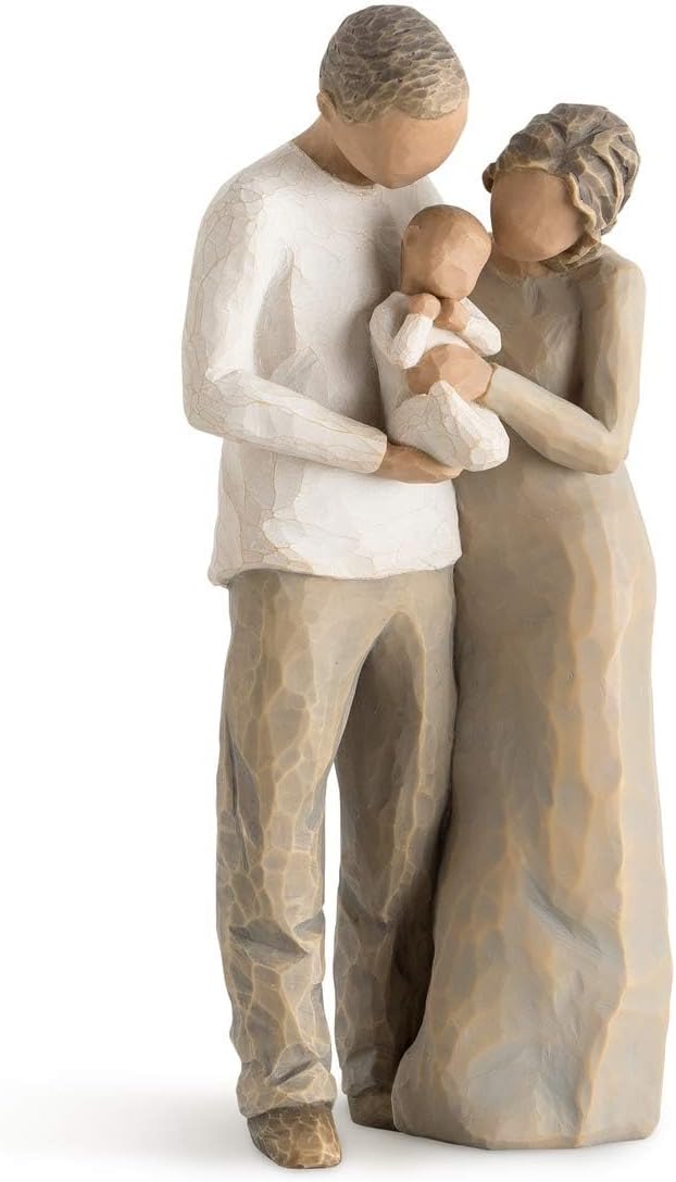 Willow Tree We are Three, Sculpted Hand-Painted Figure, Darker Skin | Cast from a Susan Lordi Original Carving, Celebrates Close Bonds, Meaningful Relationships, Thoughtful Keepsake Gift Idea