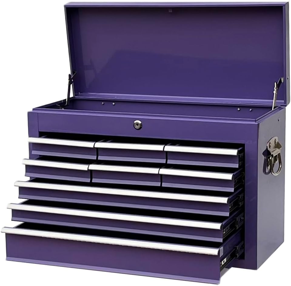 Workington Portable Metal Tool Chest with 9 Drawers, 24" 9-Drawer Tool Chest Cabinet with Ball Bearing Drawer Slides