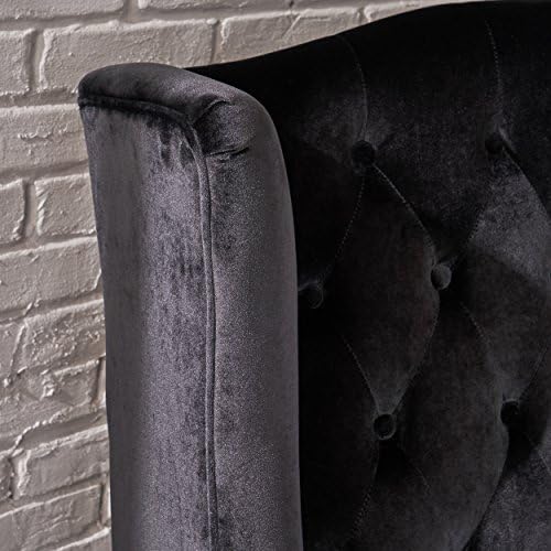 Christopher Knight Home Leora Modern Glam Tufted Velvet Wingback Loveseat, Black / Dark Brown