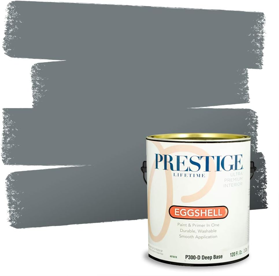 PRESTIGE Paints Exterior Paint and Primer In One, 1-Gallon, Satin, Comparable Match of Sherwin Williams* Tricorn Black*